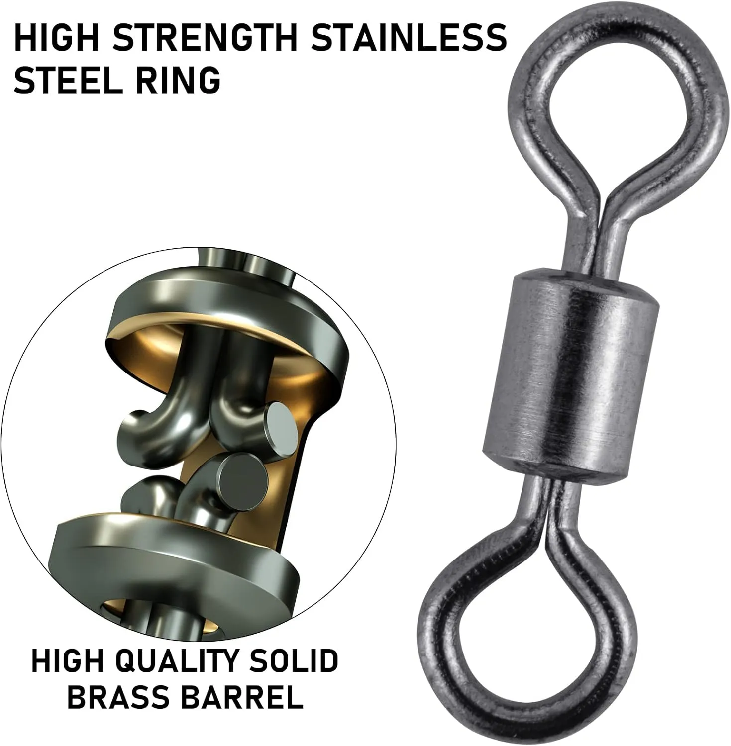 100-Pack Micro Swivels for Fly Fishing, Small Rolling Barrel Swivels Fly Fishing Tackles, High Strength Barrel Swivel Hook line Connector with Black Nickel Coating