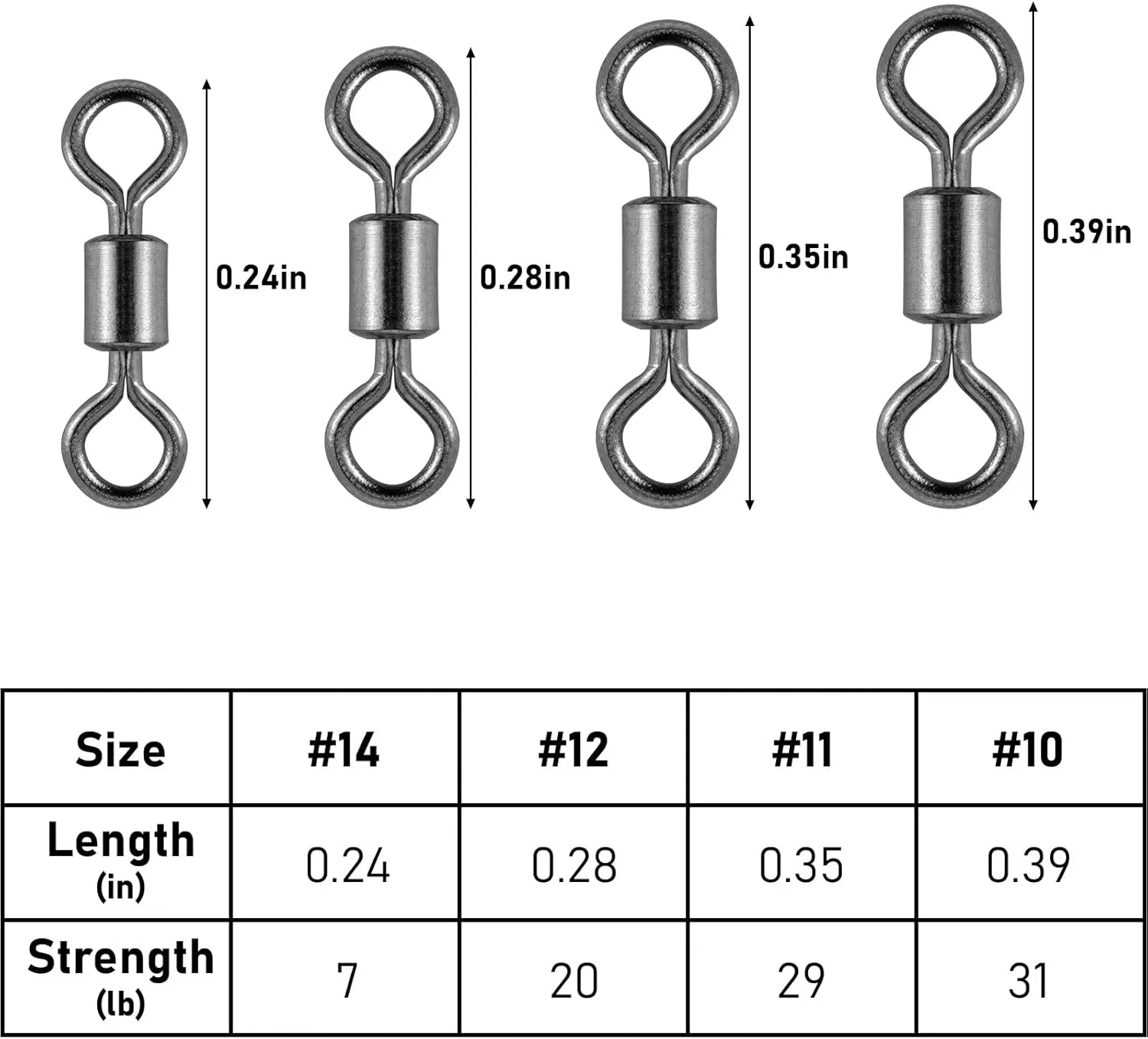 100-Pack Micro Swivels for Fly Fishing, Small Rolling Barrel Swivels Fly Fishing Tackles, High Strength Barrel Swivel Hook line Connector with Black Nickel Coating