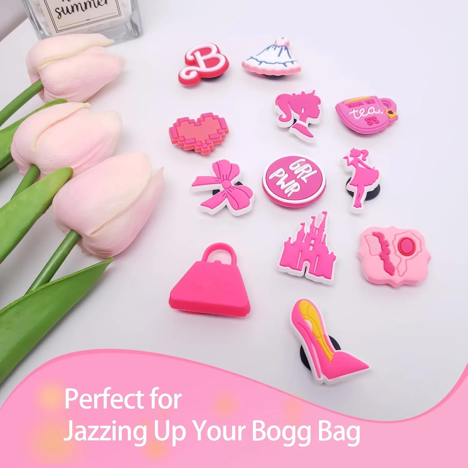 12pcs Charms for Bogg Bag, PVC Beach Charms for Simply Southern Totes, Insert Decorative for Handbag Beach Tote