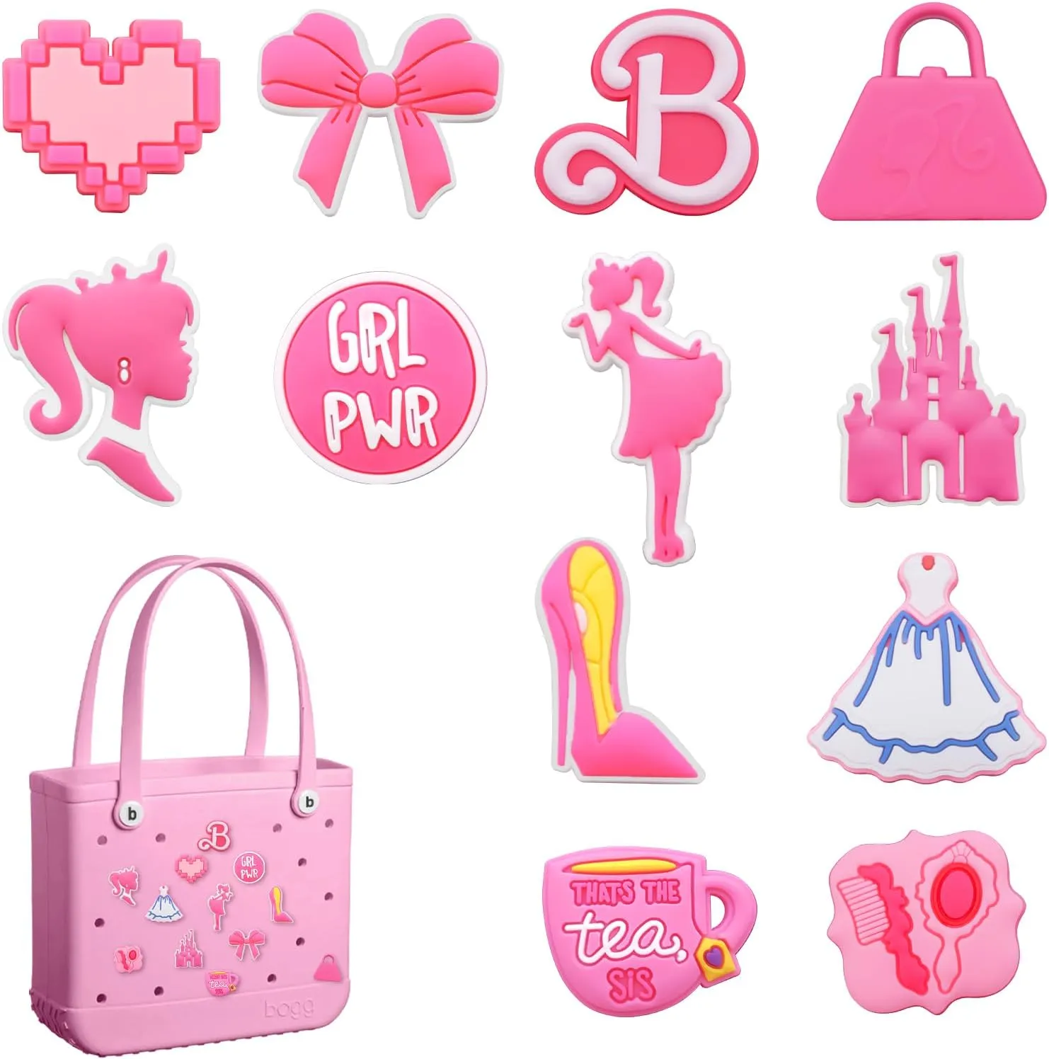 12pcs Charms for Bogg Bag, PVC Beach Charms for Simply Southern Totes, Insert Decorative for Handbag Beach Tote