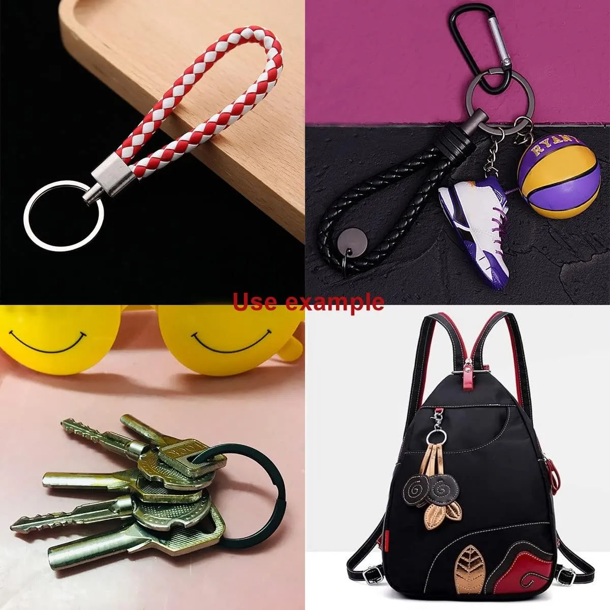 20 Pack Key Ring Keychain 1 Inch 25mm Diameter Metal Flat Split Key Chains Rings for Home Car Dog Tag Office Lanyards Keys Attachment Black