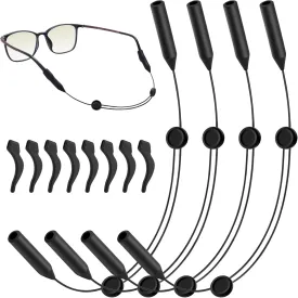 Adjustable Glasses Strap - 4 Pack 16Inch Eye Glasses String Straps with Retainer Ear Cushion, Eyewear Retainer, No Tail Anti Slip Sunglasses String Eyeglass Strap for Men Women