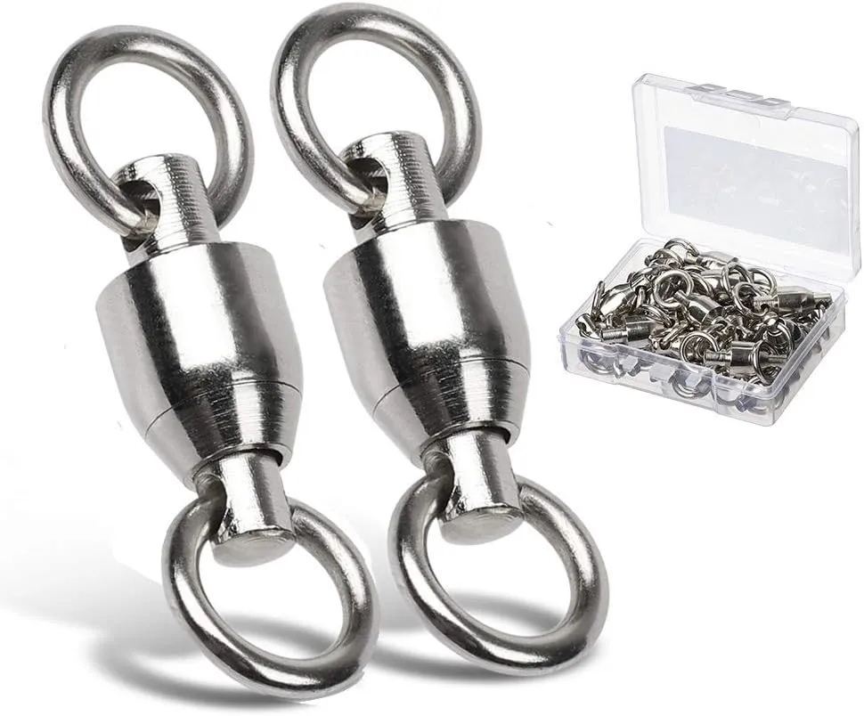 AMYSPORTS Ball Bearing Swivels Connector High Strength Stainless Steel Solid Welded Rings Barrel Swivels Saltwater Freshwater Fishing