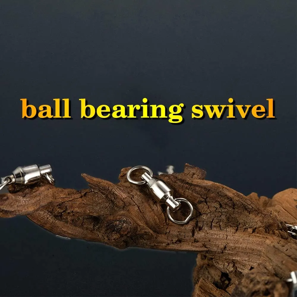 AMYSPORTS Ball Bearing Swivels Connector High Strength Stainless Steel Solid Welded Rings Barrel Swivels Saltwater Freshwater Fishing