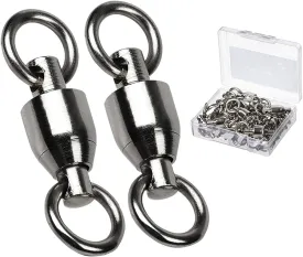 AMYSPORTS Barrel Ball Bearing Swivel Saltwater Stainless Rolling Fishing Swivel Steel High Strength Fishing Swivels Connector Solid Welded Rings Black Nickel