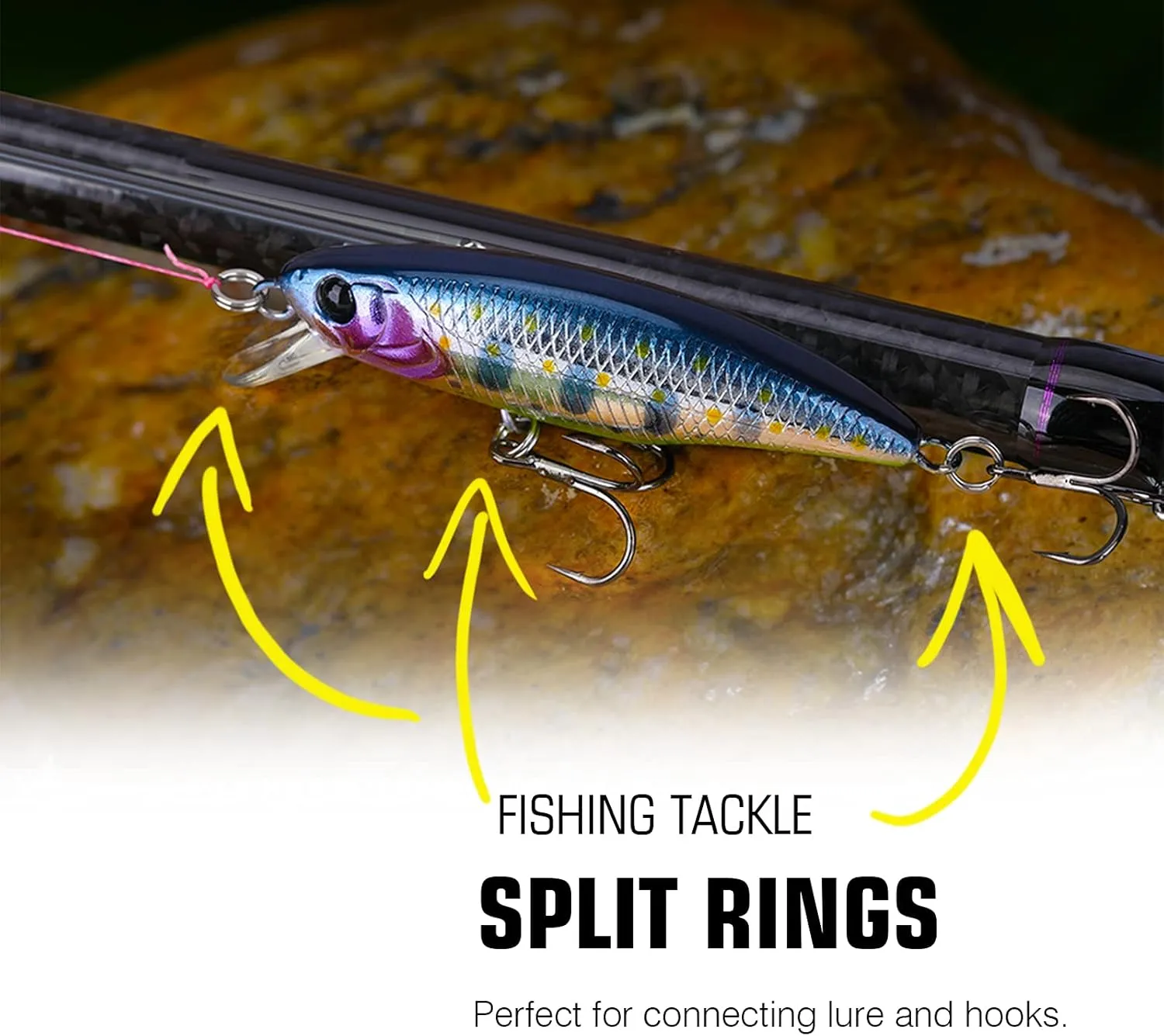 AMYSPORTS Stainless Steel Split Rings Saltwater High Strength Fishing Split Ring Line Connector Fishing Split Rings Freshwater Loop