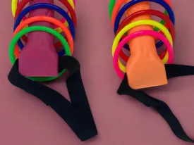 Bachelorette Party Game, Ring Toss Game, 2 Pieces with Strap Included with 12 Rings, Elastic Band with Velcro Fits Around Head Or Small Waist, Hilarious and Fun Bach Party Game, Girls Weekend