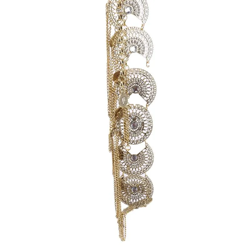Belly Piercing Dance Belt Waist Sexy Metal Flower Crystal Coin Tassel Body Chain Jewelry