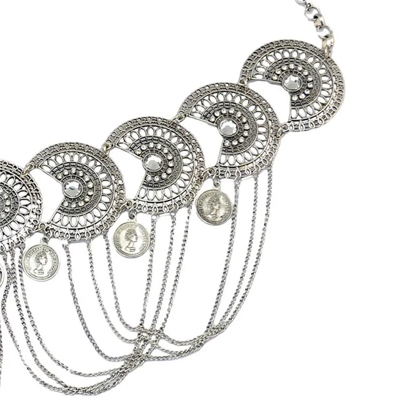 Belly Piercing Dance Belt Waist Sexy Metal Flower Crystal Coin Tassel Body Chain Jewelry