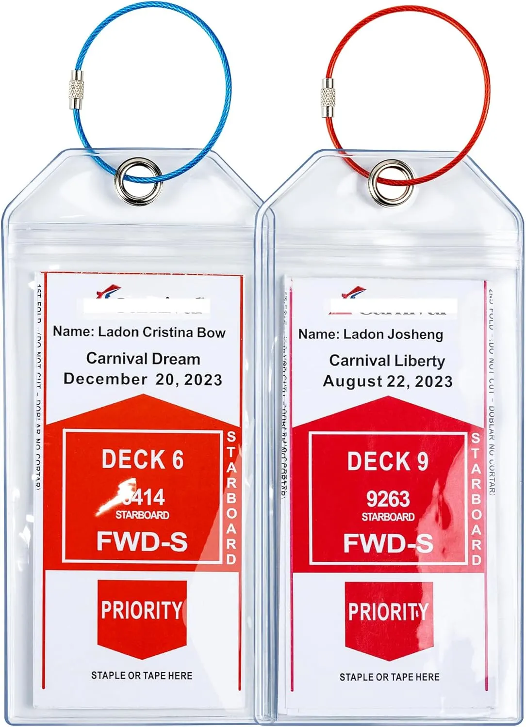 Carnival, Princess, NCL & MSC Cruise Ship Essentials - Clear Luggage Tag Holders & Must Haves for Cruise Lovers, Waterproof & Reusable