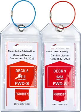 Carnival, Princess, NCL & MSC Cruise Ship Essentials - Clear Luggage Tag Holders & Must Haves for Cruise Lovers, Waterproof & Reusable