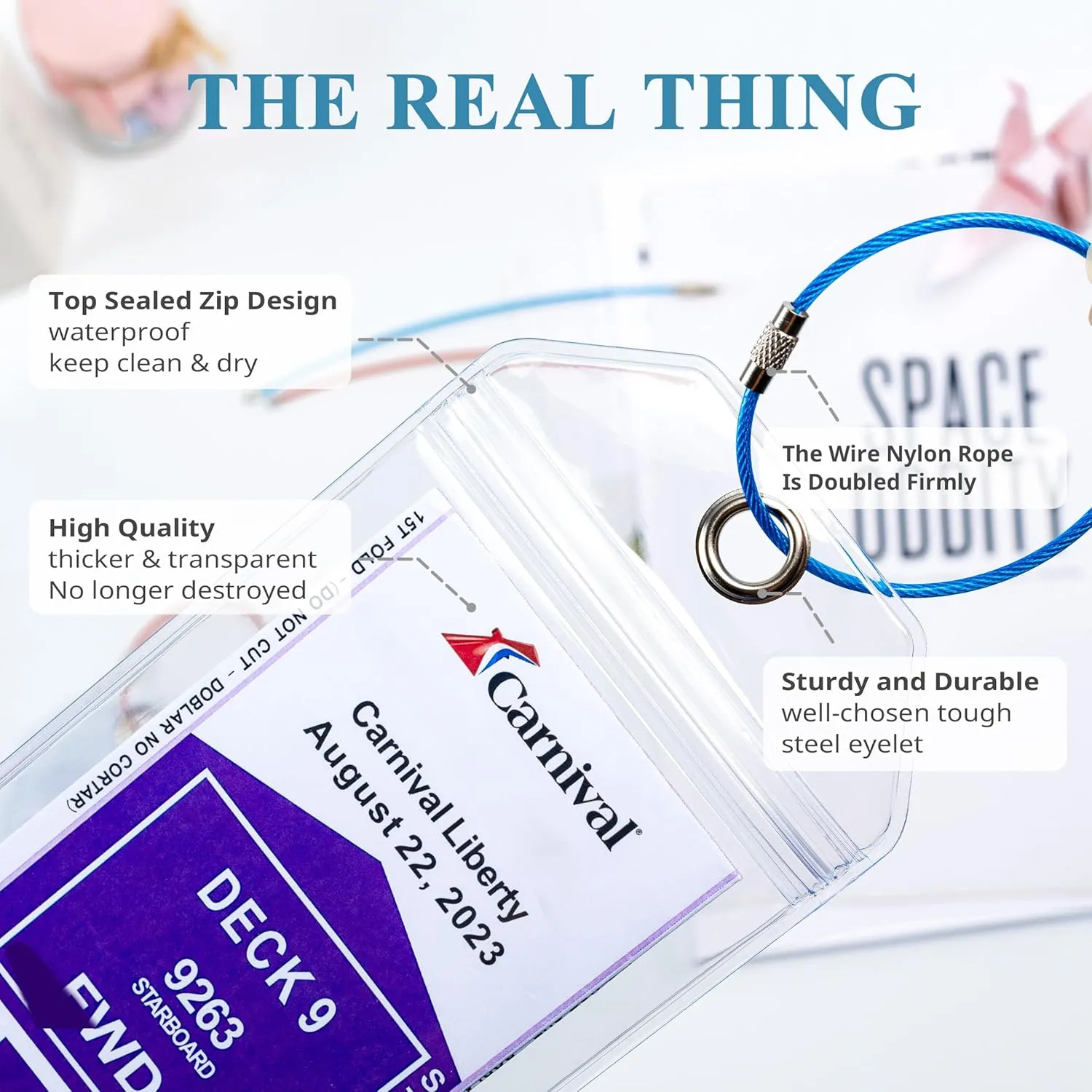 Carnival, Princess, NCL & MSC Cruise Ship Essentials - Clear Luggage Tag Holders & Must Haves for Cruise Lovers, Waterproof & Reusable