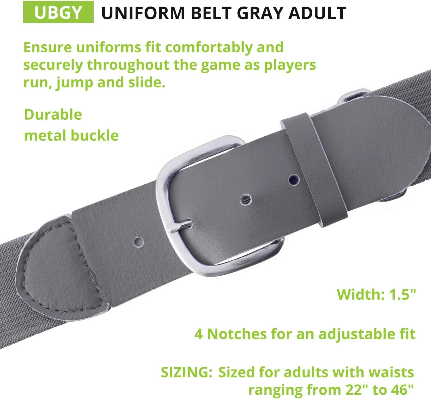 Champion Sports Baseball/Softball Uniform Belt, Comfort Stretch Fit - Durable Syntex Tab, Youth & Adult Sizes
