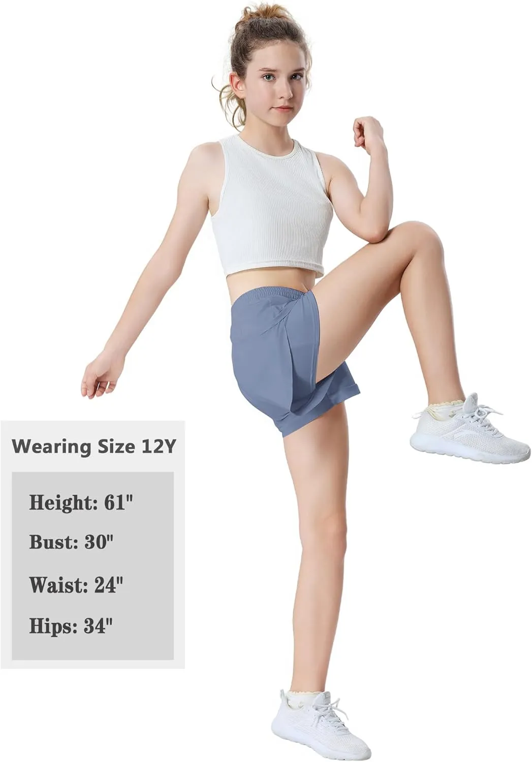EXARUS Girls Shorts Running Athletic 2 in 1 Workout Dolphin with Pockets Sports Cheer Track for Kids 6-14Y