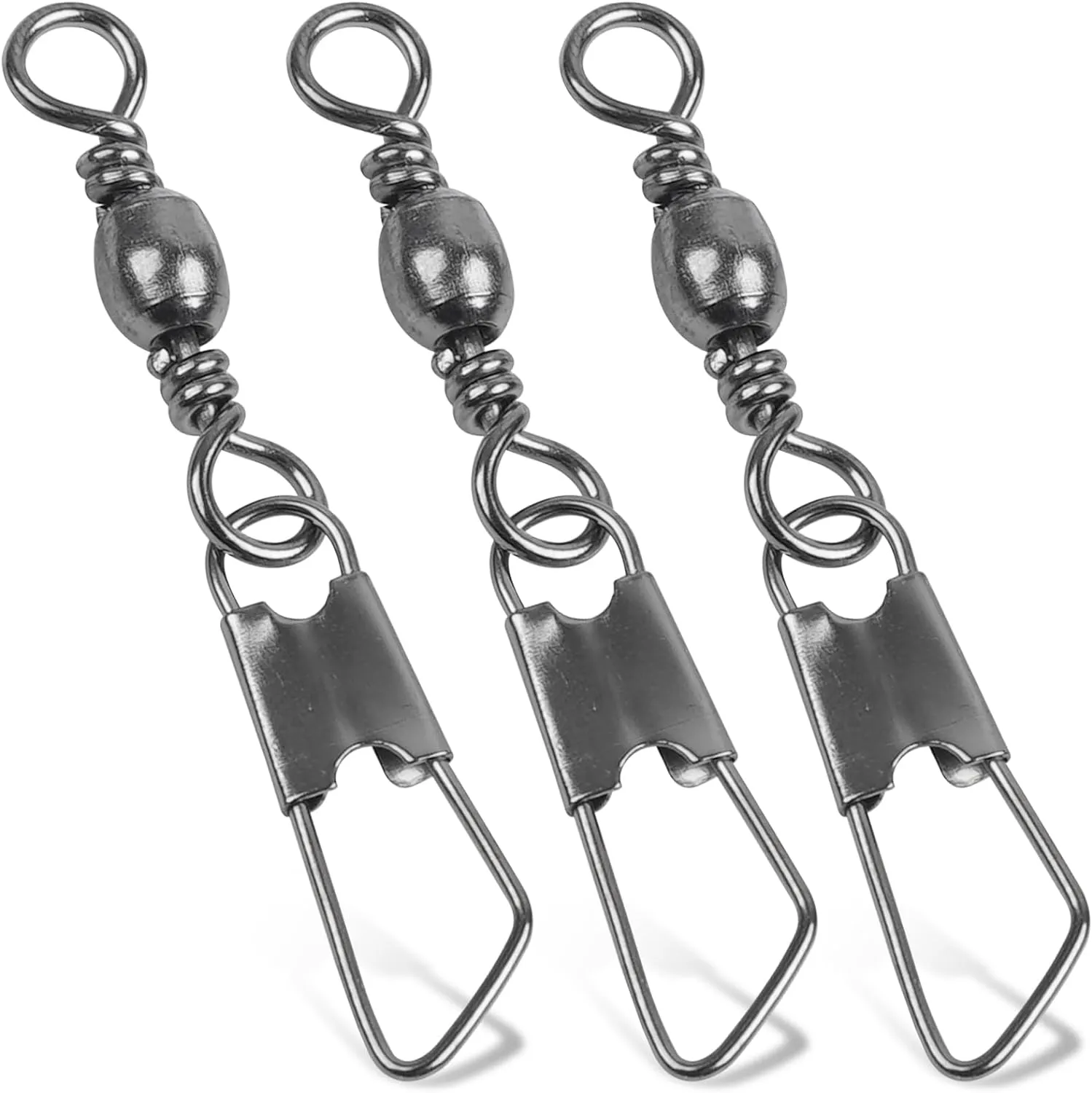 Fishing Swivels Snap Swivels, Barrel Swivels with Safety Snaps High Strength Solid Rings Fishing Swivels Freshwater Saltwater Snap Connector