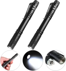 Flashlight, 2 PCS Mini Pen LED Lights, High Lumens, Pocket Size, Removable Clip, Wide Application, Batteries Not Included