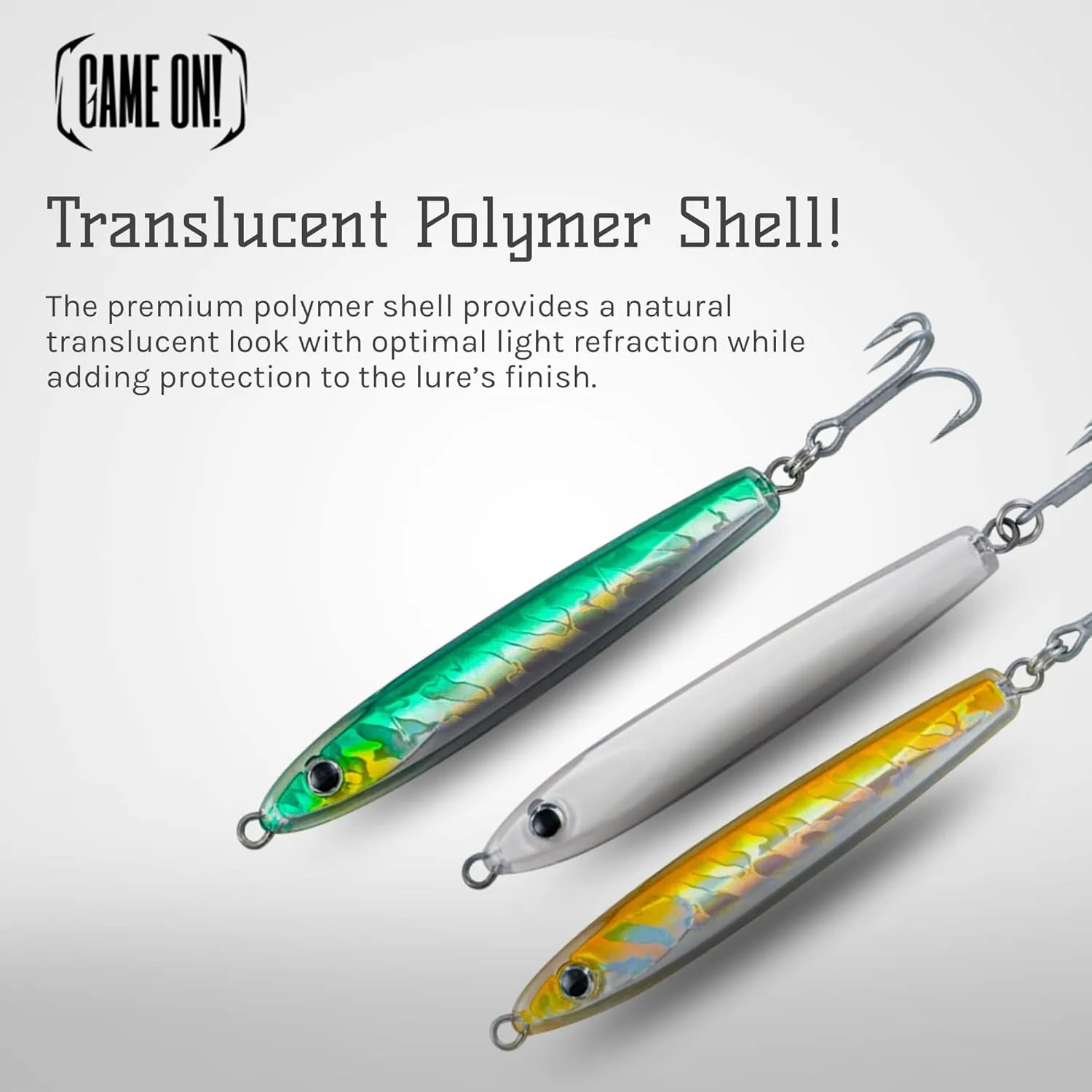 Game On! EXO Jigs - Shatter Resistant Jig - Saltwater Lures for Long-Distance Casting - Durable 4X VMC Hooks for Tuna