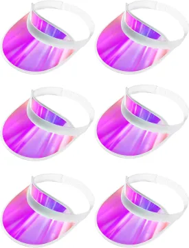 Geyoga 6 Pcs Pink Clear Sun Visor Hats Plastic Sun Visor UV Protection Golf Cap Unisex PVC Transparent Visor Cap for Women Men