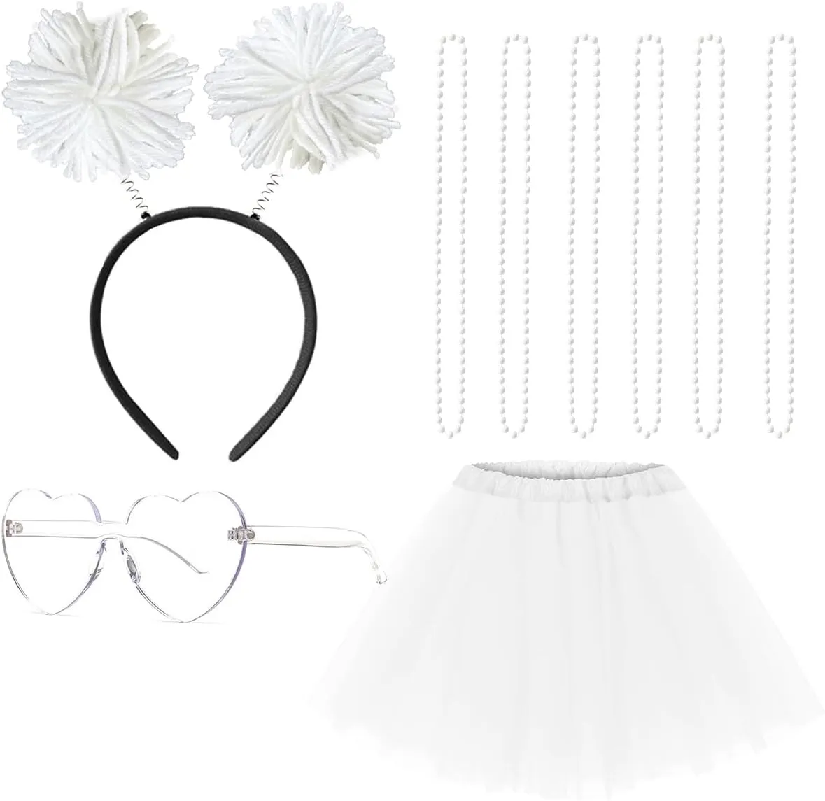 Gionforsy Women Costume Accessories Set for Spirit Day and Week - Tutu and Pom Pom Accessory