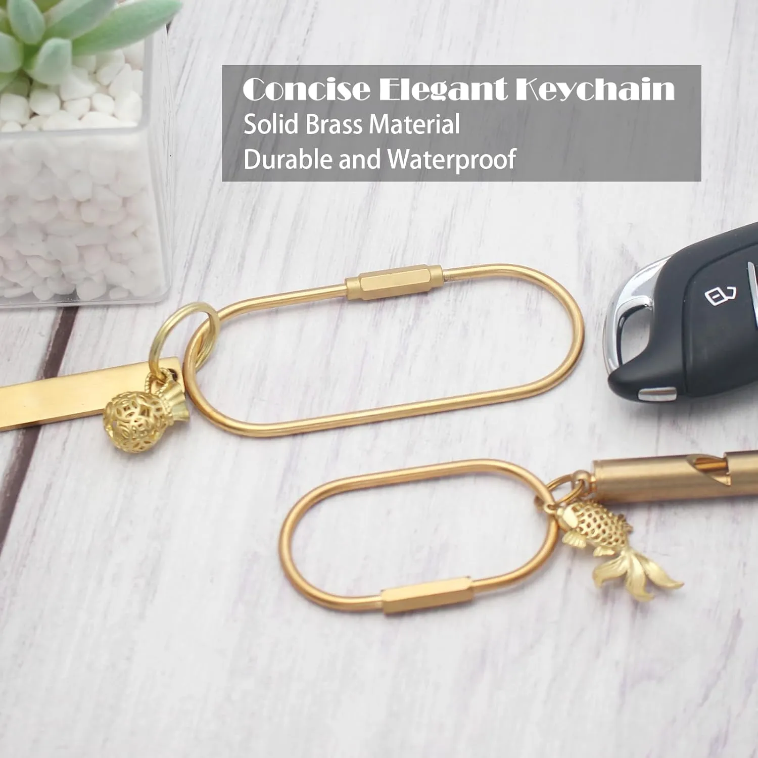 Gold Brass Key Rings, Purse Bag Charms for Handbags, Screw Lock Key Organizer, Carabiner Keychain Clip for Keys