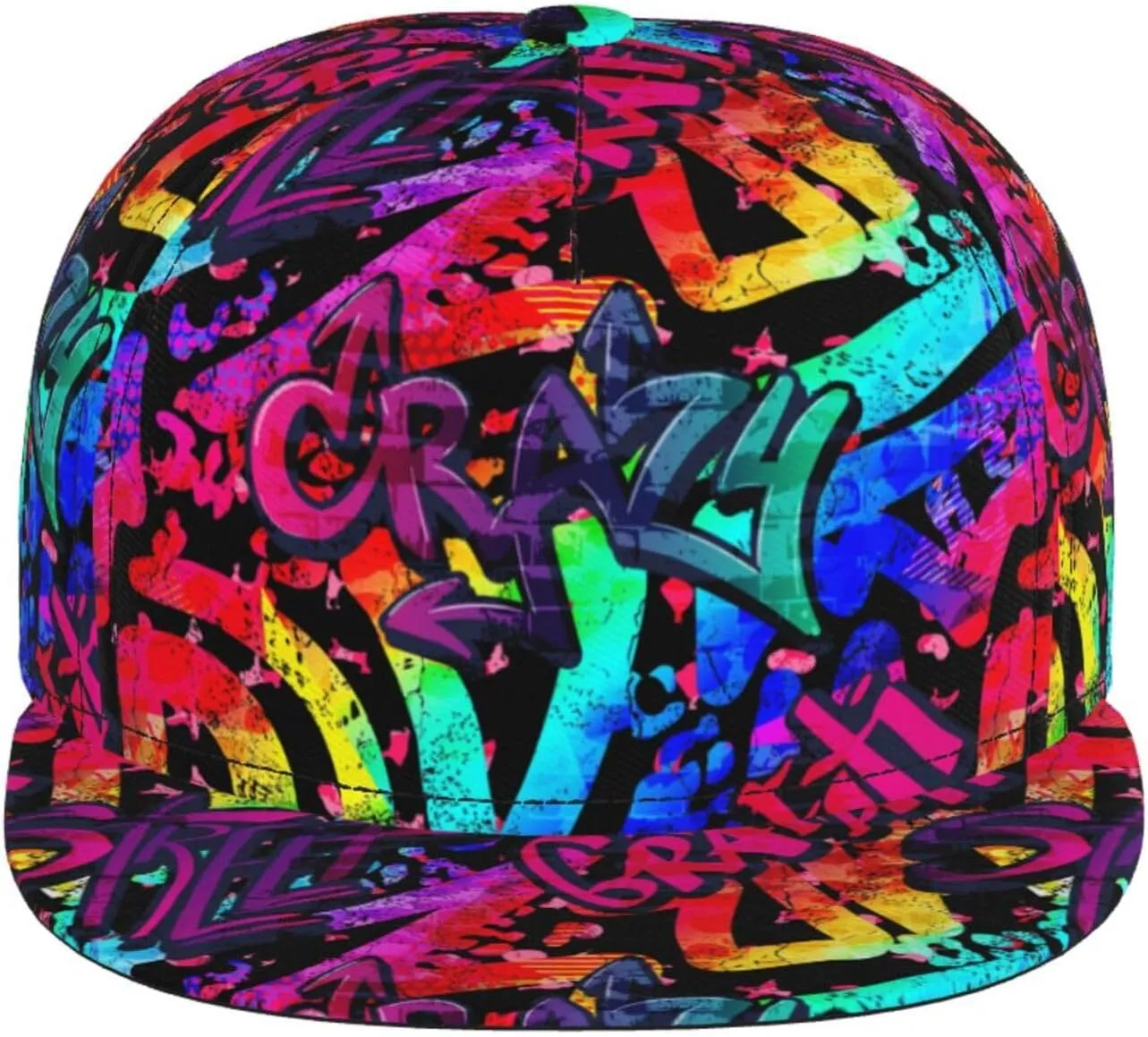 Graffiti Snapback Baseball Cap, Hip Hop Style, Adjustable Flat Bill Brim Hat, Unisex