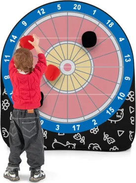 GYMAX Giant Kick Darts, Folding Kick & Throw Soccer Target Dartboard with 4 Kick Balls, Carrying Bag, Kick Darts Game Soccer Darts for Kids Adults, Outdoor, Picnic, Party
