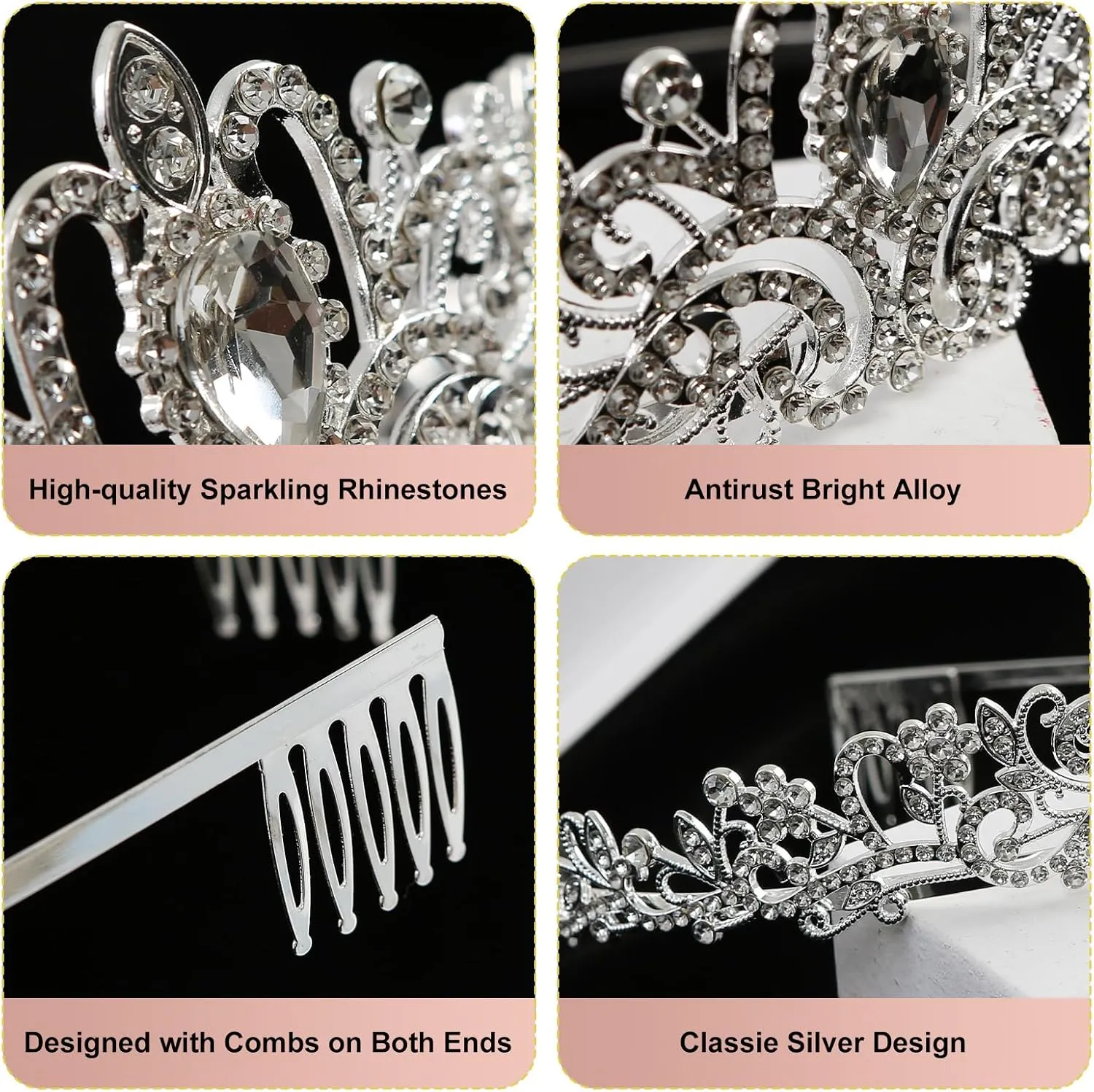 Halloween Princess Costume Accessories Women Crystal Crown Headband Long Gloves Sunglasses Dress Up Party