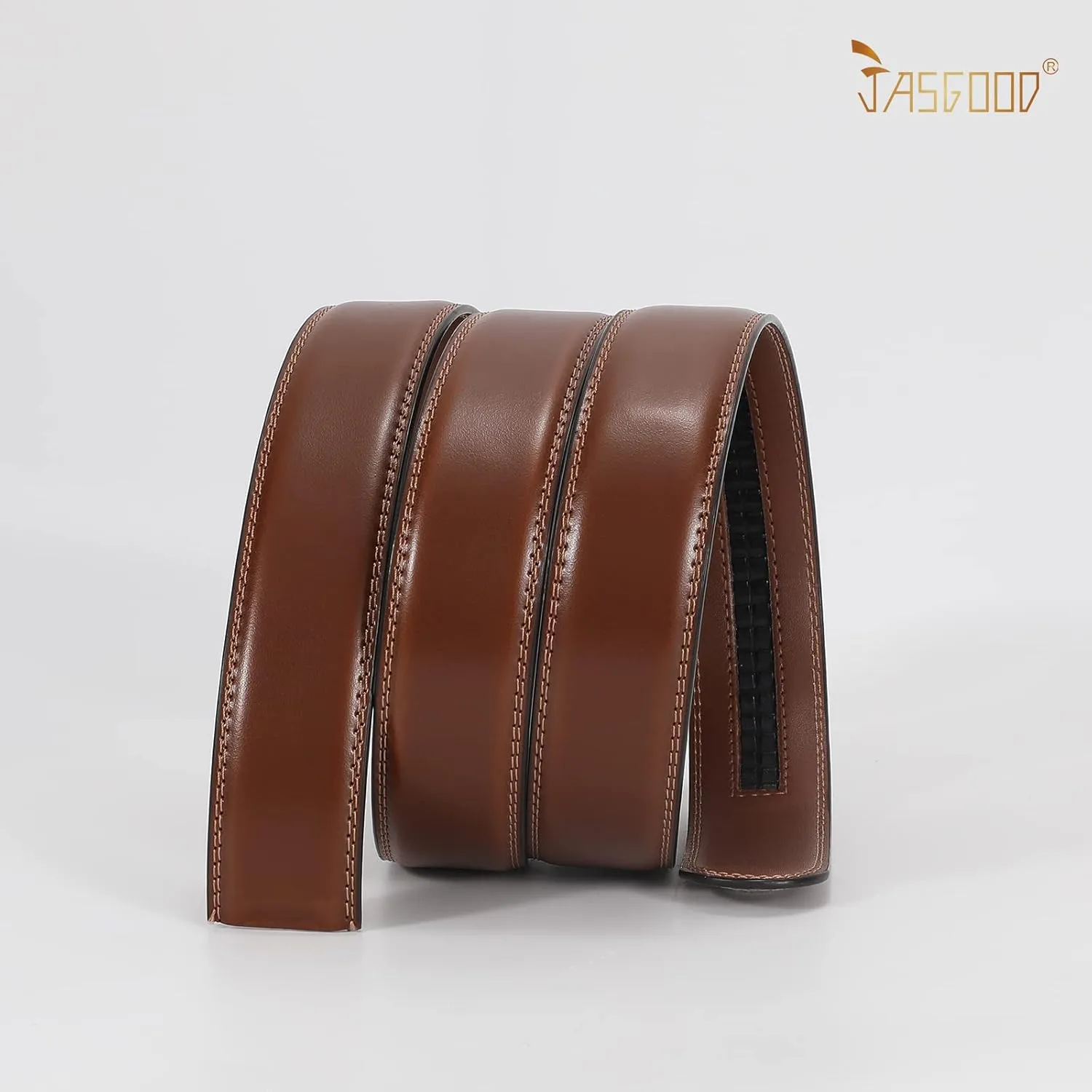 JASGOOD Ratchet Belt Replacement Strap 1 1/8", Leather Belt Strap for 35MM Slide Click Buckle