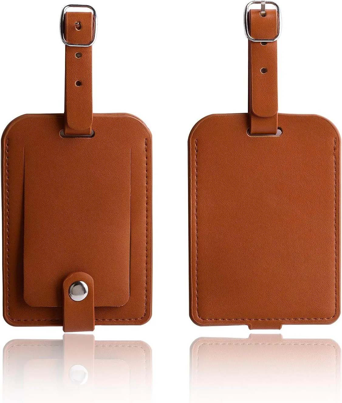 Luggage Bag Tags Leather Travel ID Labels Suitcase Name Tags with Snap