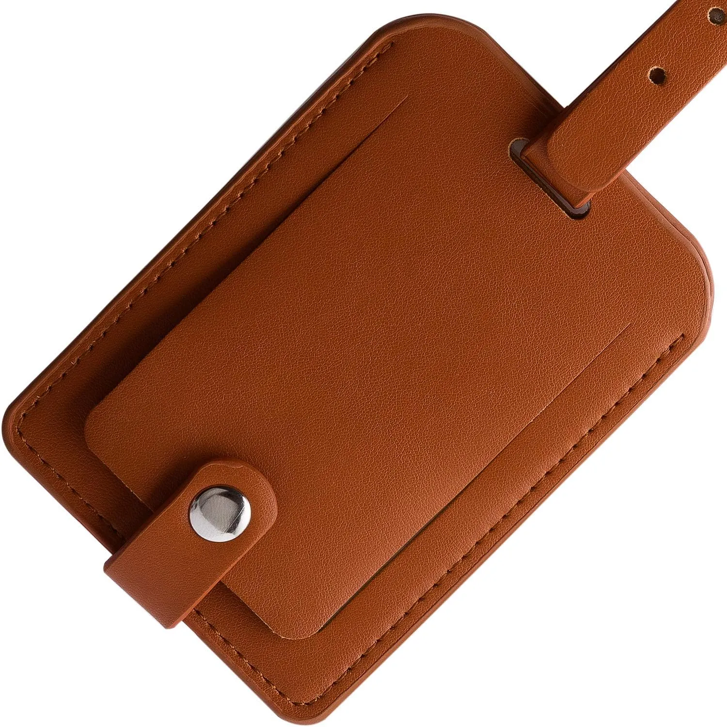 Luggage Bag Tags Leather Travel ID Labels Suitcase Name Tags with Snap