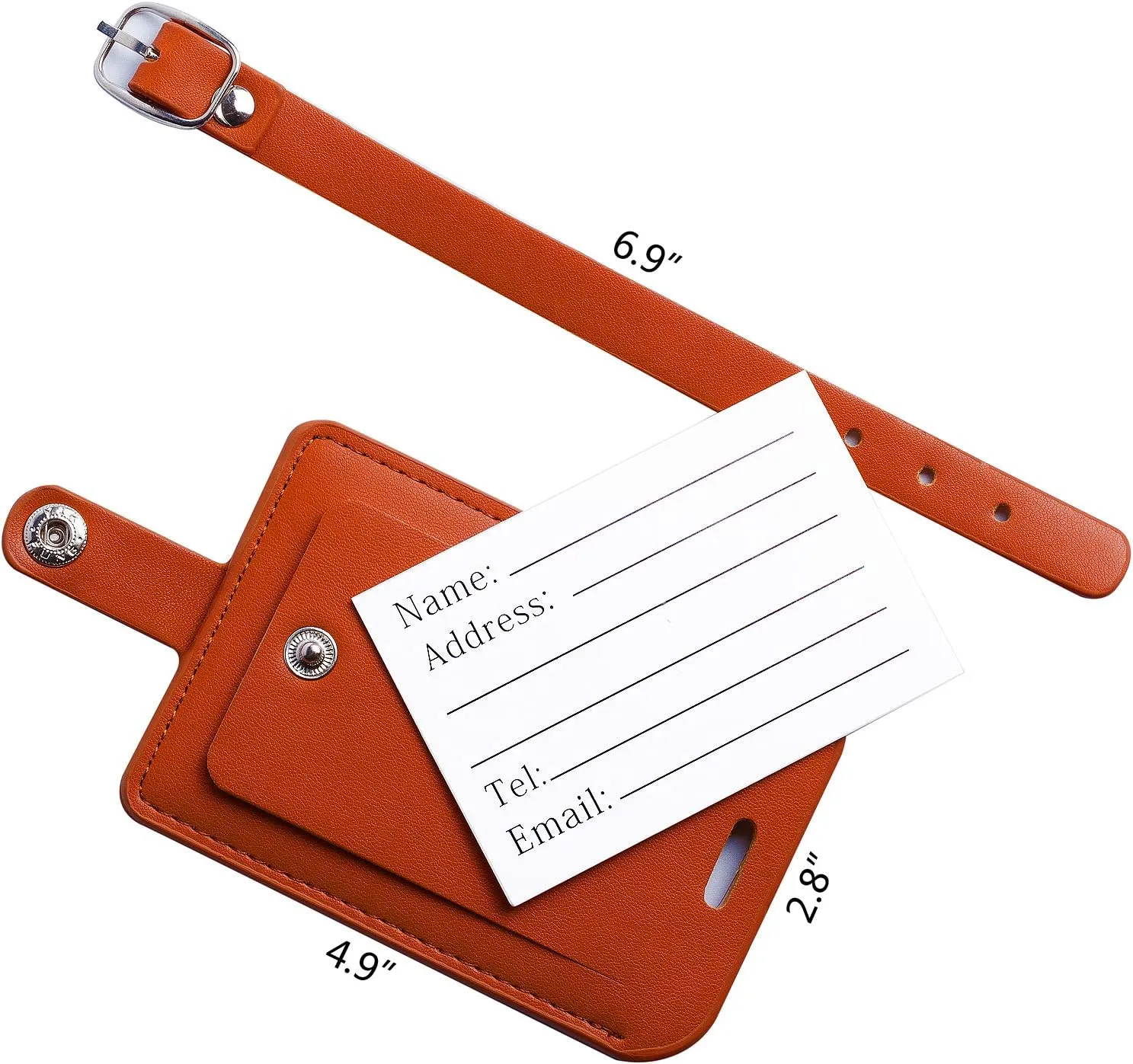 Luggage Bag Tags Leather Travel ID Labels Suitcase Name Tags with Snap