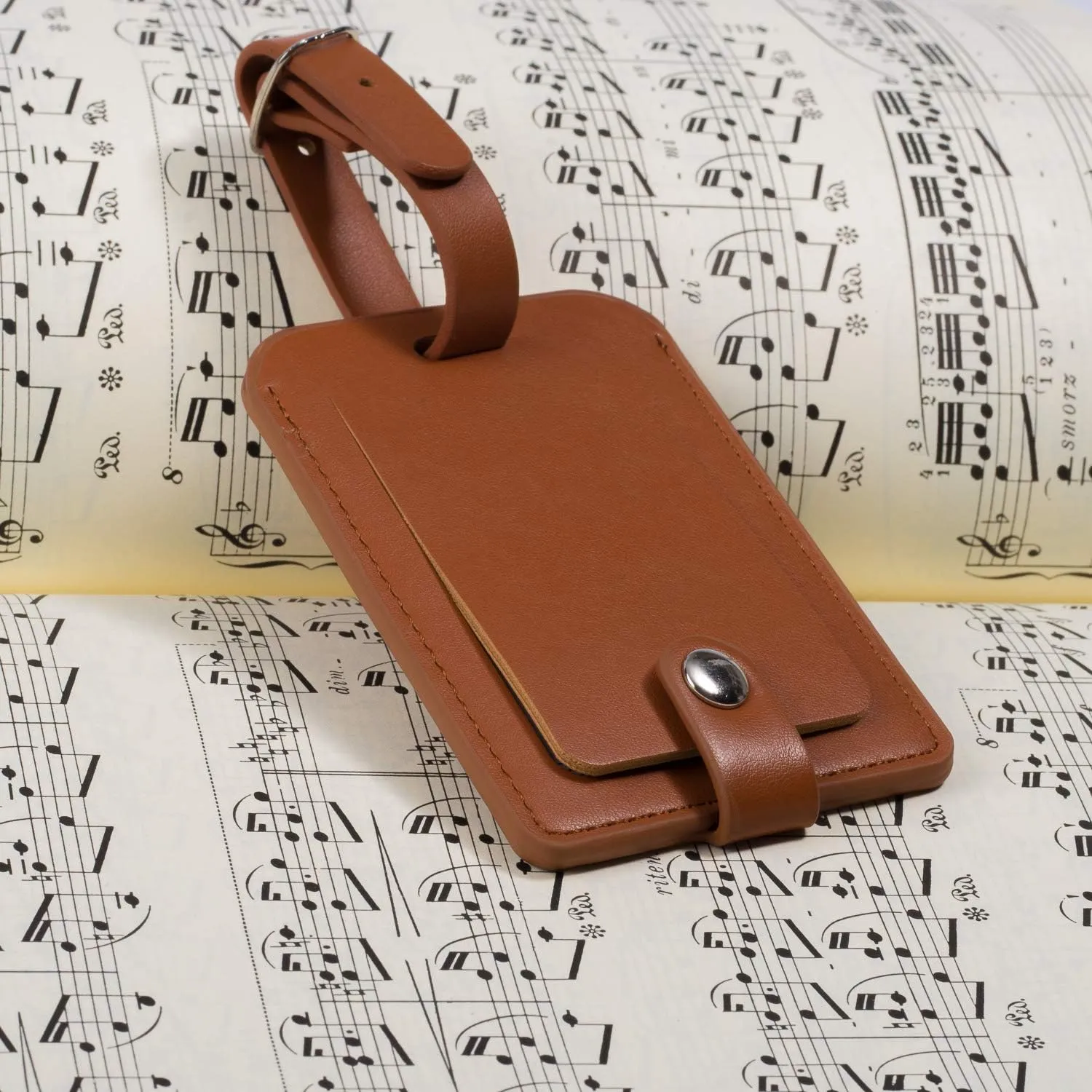 Luggage Bag Tags Leather Travel ID Labels Suitcase Name Tags with Snap