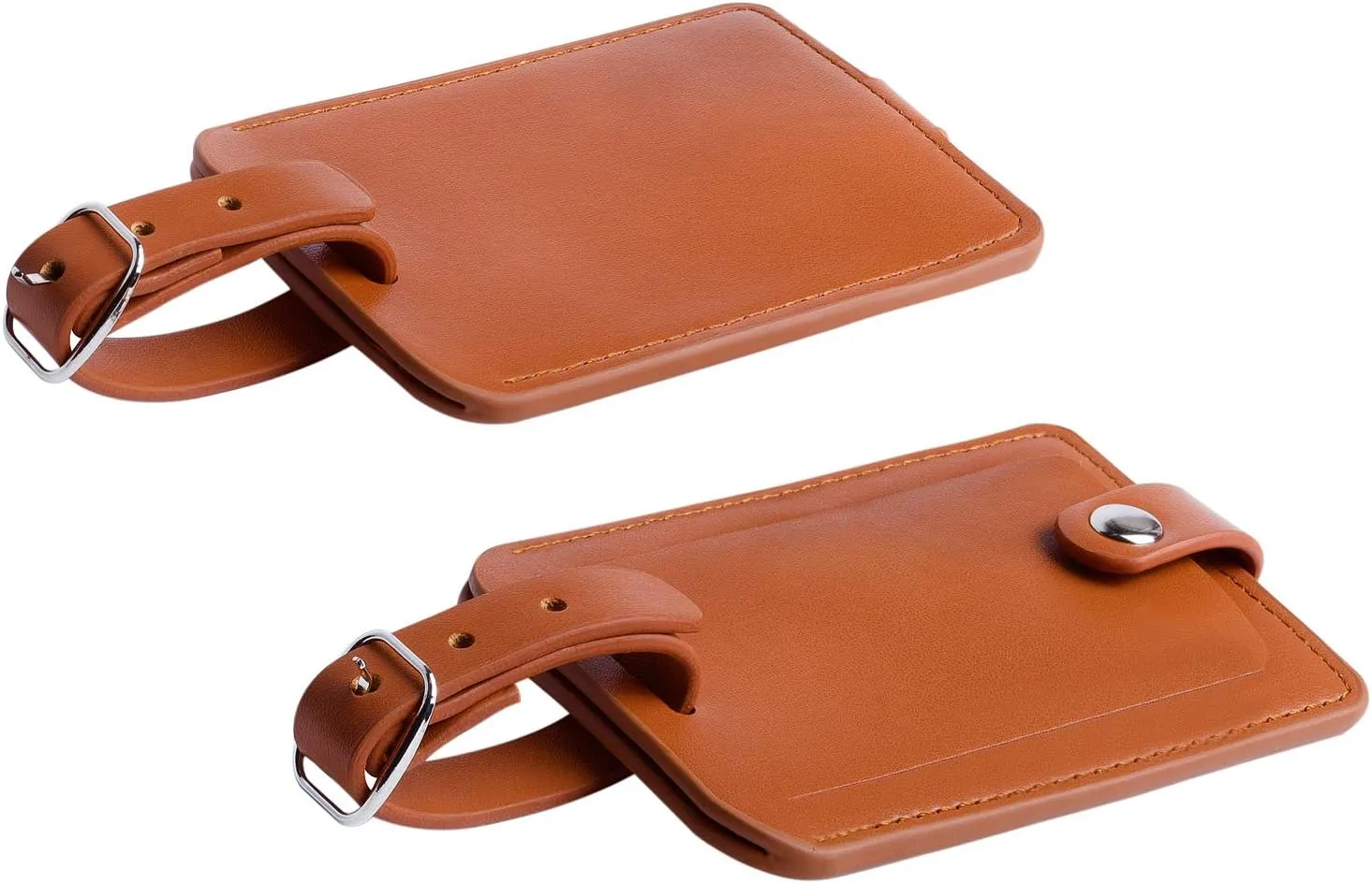 Luggage Bag Tags Leather Travel ID Labels Suitcase Name Tags with Snap