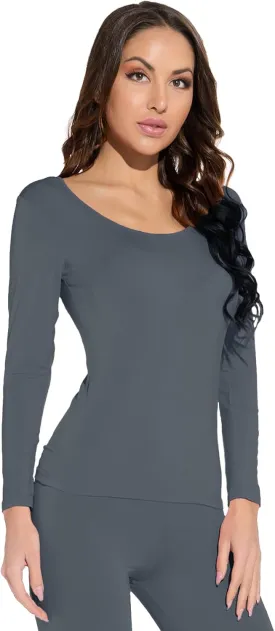 Mcilia Women's Ultrathin Modal Round Neck Long Sleeve Thermal Top/Shirt