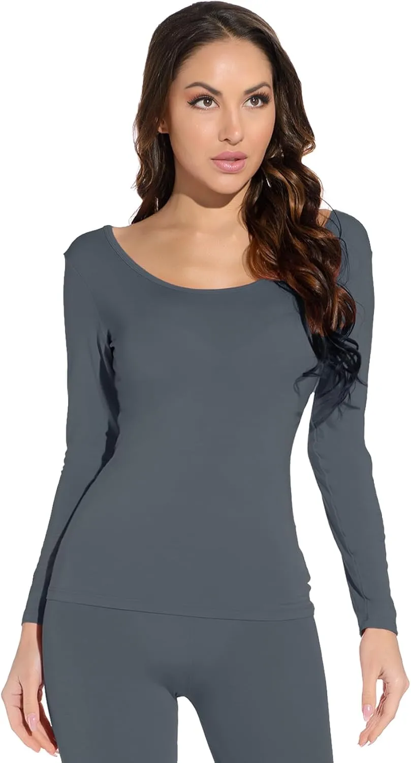 Mcilia Women's Ultrathin Modal Round Neck Long Sleeve Thermal Top/Shirt