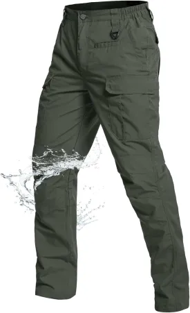 NAVEKULL Men's Outdoor Tactical Pants Lightweight Ripstop Military Hiking Work Cargo Pants with 9 Pockets