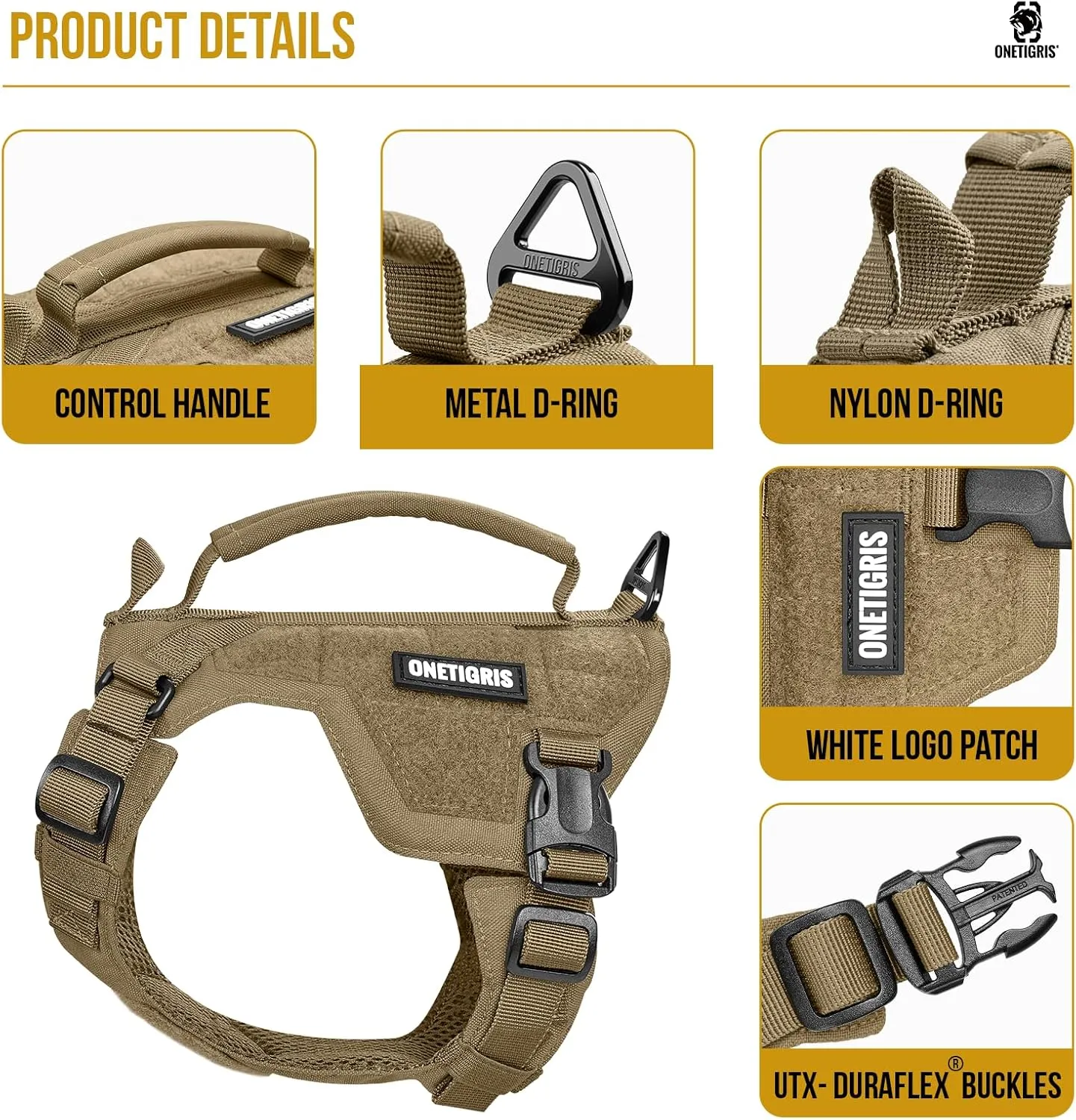 OneTigris XXS Dog Harness for 5-15lbs Puppies, Step-in No Pull Harness with Padded Vest for Extra-Small/Small/Medium Dogs and Cats (Brown, XXS)