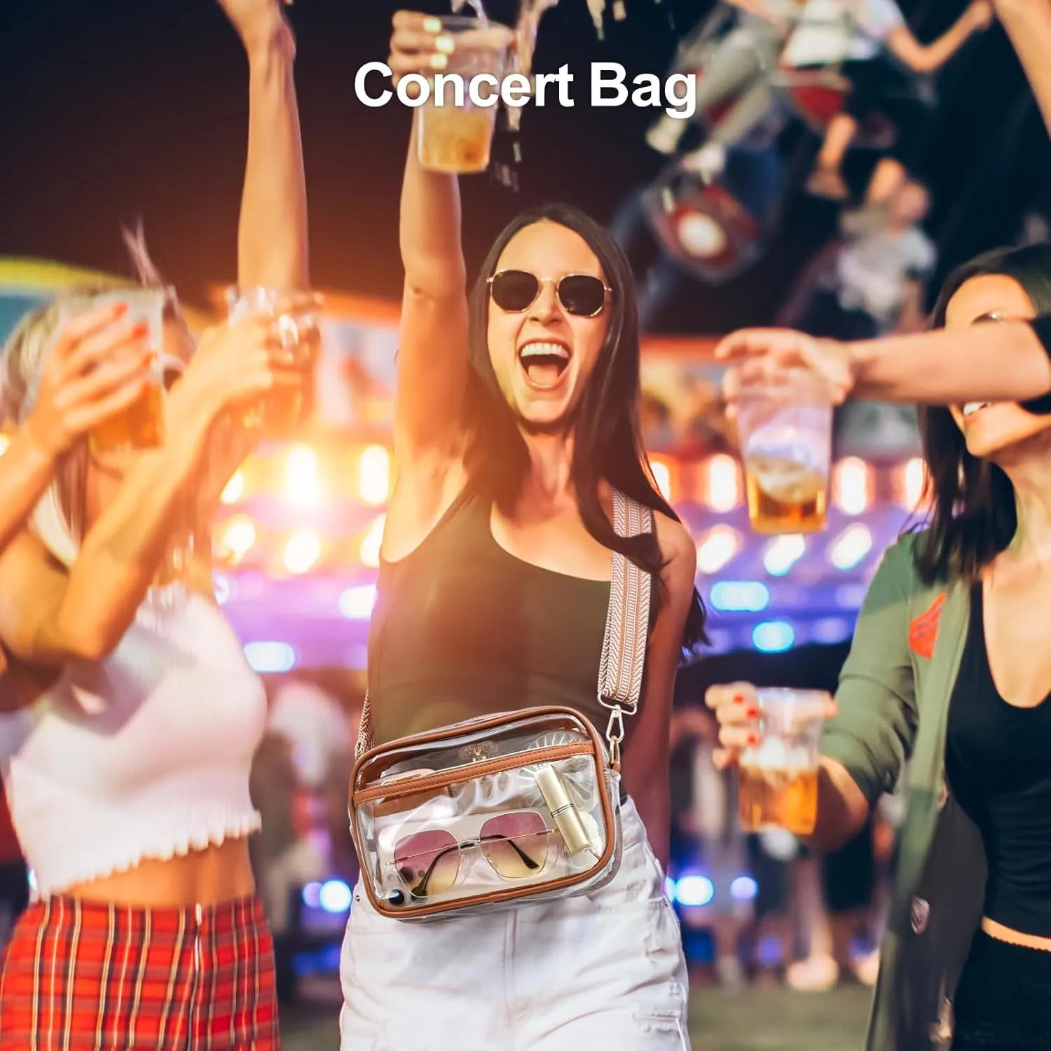 PACKISM Clear Bag for Stadium Events - Clear Purses for Women Stadium Crossbody Concert Bag for Game Day, Sports, Festival