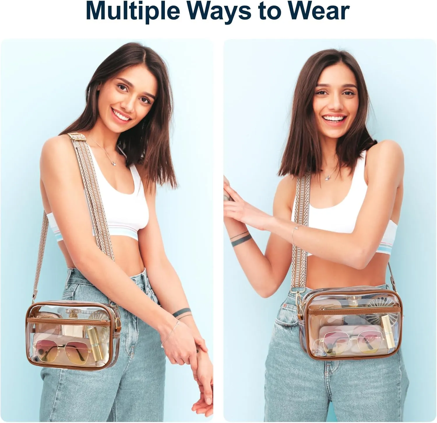 PACKISM Clear Bag for Stadium Events - Clear Purses for Women Stadium Crossbody Concert Bag for Game Day, Sports, Festival