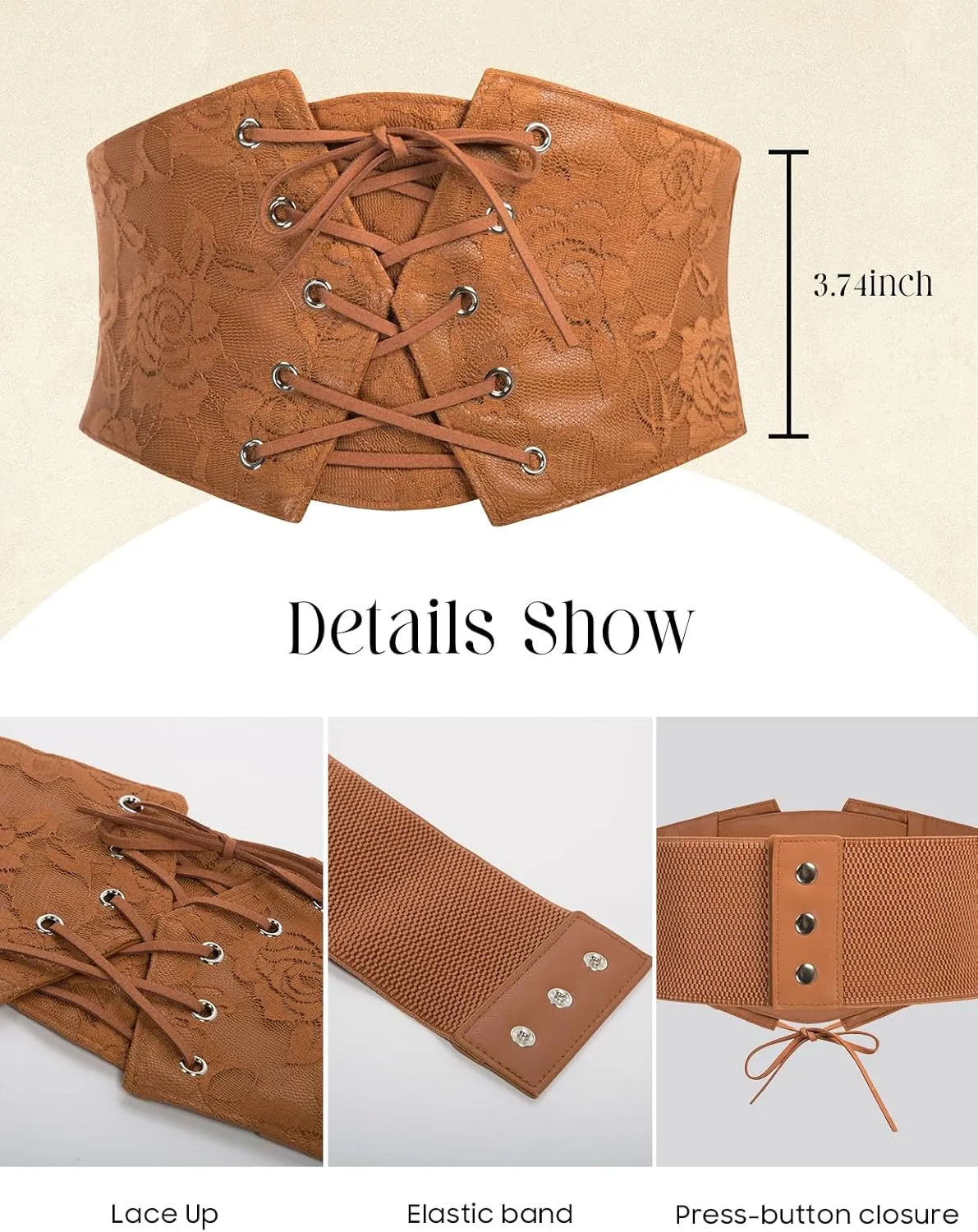 Scarlet Darkness Renaissance Corset Belt for Women Lace Overlay Front Ren Faire Corset