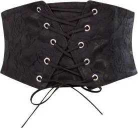 Scarlet Darkness Renaissance Corset Belt for Women Lace Overlay Front Ren Faire Corset