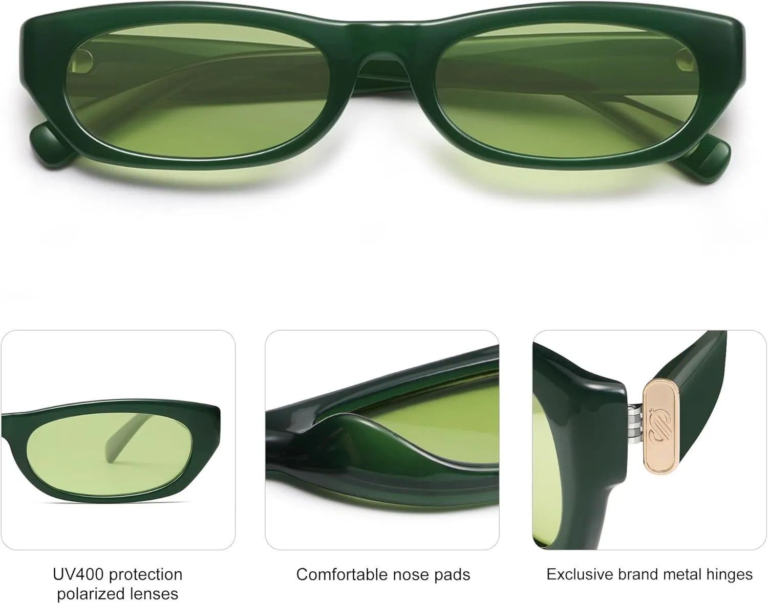 SOJOS Retro Rectangle Polarized Sunglasses for Women Men Vintage Trendy Narrow Y2k Sunnies SJ2363
