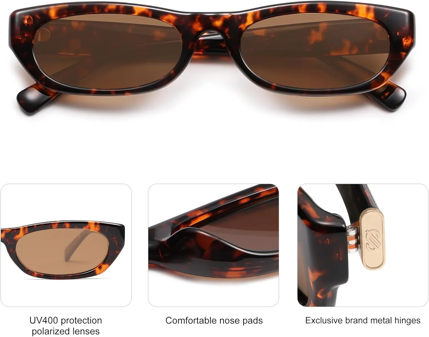 SOJOS Retro Rectangle Polarized Sunglasses for Women Men Vintage Trendy Narrow Y2k Sunnies SJ2363