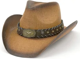 Straw Cowboy Hats for Women & Men, Boho Wide Brim Cowgirl Hat with Decorative Bands Hats for Western Outfit