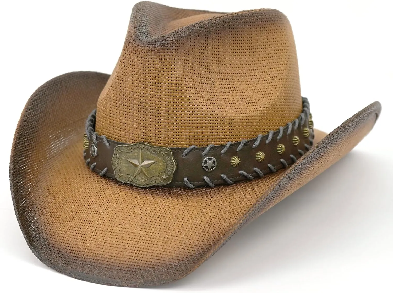 Straw Cowboy Hats for Women & Men, Boho Wide Brim Cowgirl Hat with Decorative Bands Hats for Western Outfit