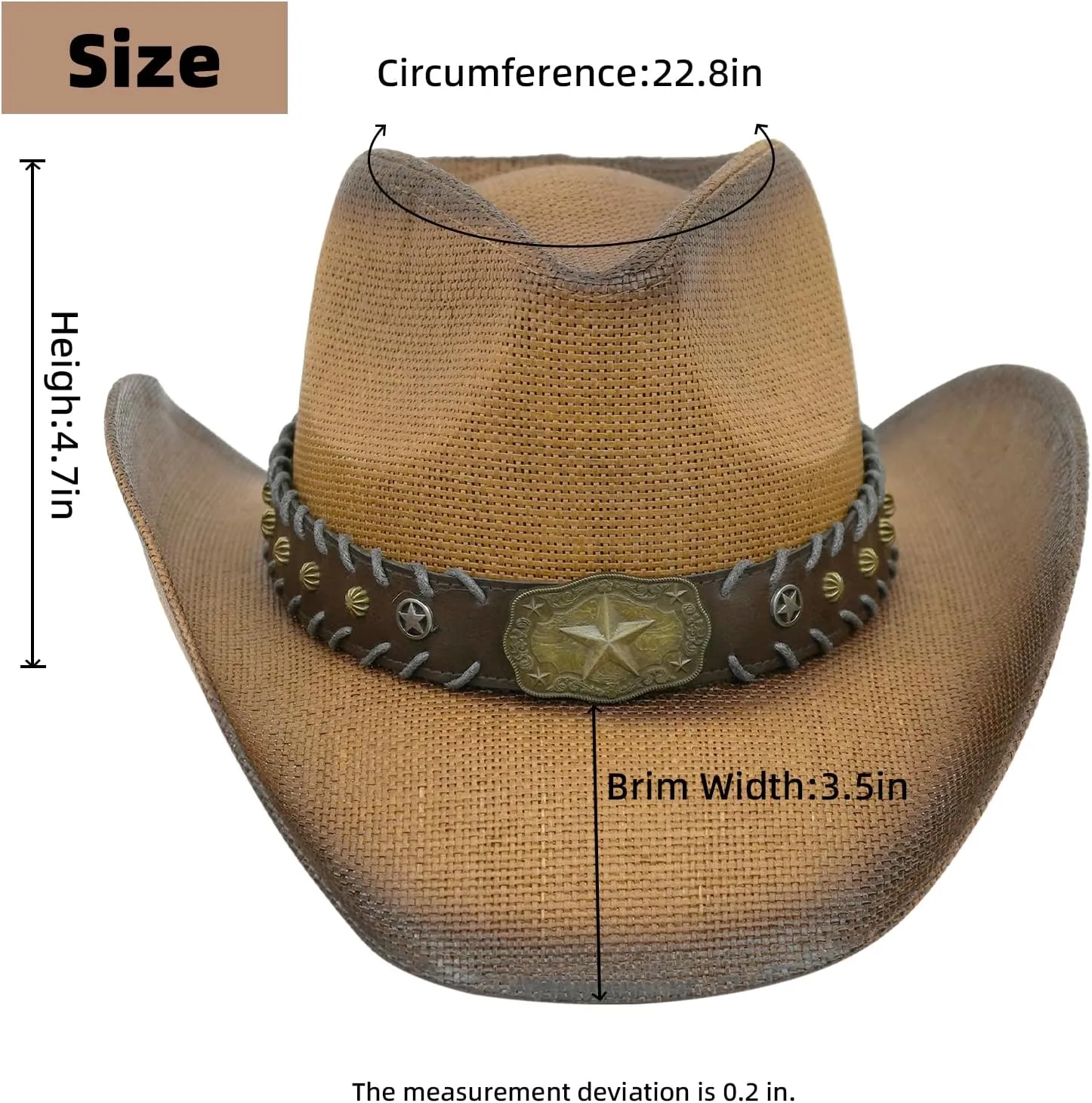 Straw Cowboy Hats for Women & Men, Boho Wide Brim Cowgirl Hat with Decorative Bands Hats for Western Outfit