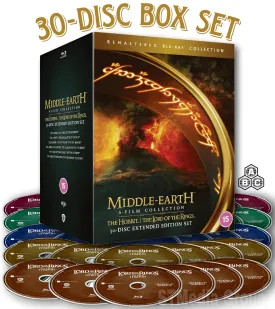 The Middle-Earth 6-Film Collection (Hobbit Trilogy & Lord Of The Rings Trilogy / Remastered Extended Edition 30-Disc Box set) [Blu-ray   DVD] [Region Free]