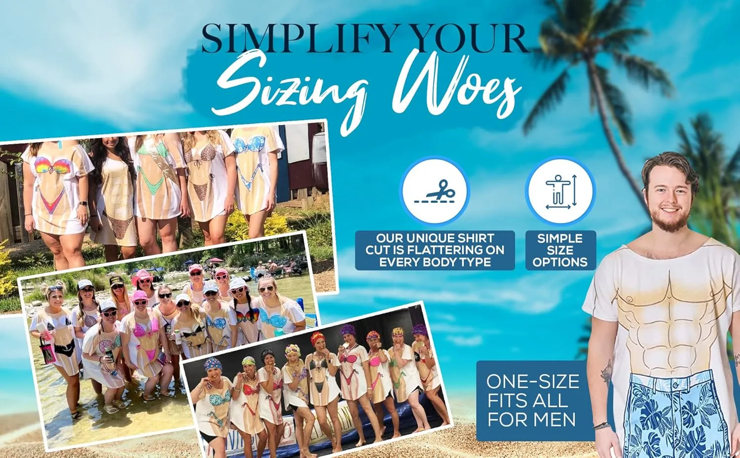 The Original Women's Bikini Shirt - Funny Bikini Print Bathing Suit Cover-up Beach Tshirt Dress for Women Men