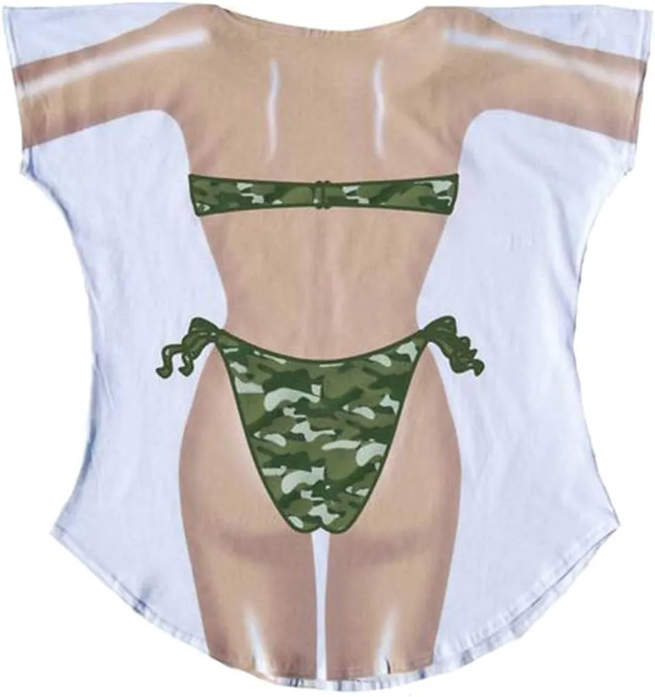 The Original Women's Bikini Shirt - Funny Bikini Print Bathing Suit Cover-up Beach Tshirt Dress for Women Men