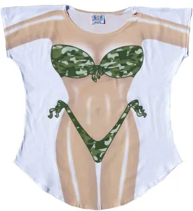 The Original Women's Bikini Shirt - Funny Bikini Print Bathing Suit Cover-up Beach Tshirt Dress for Women Men